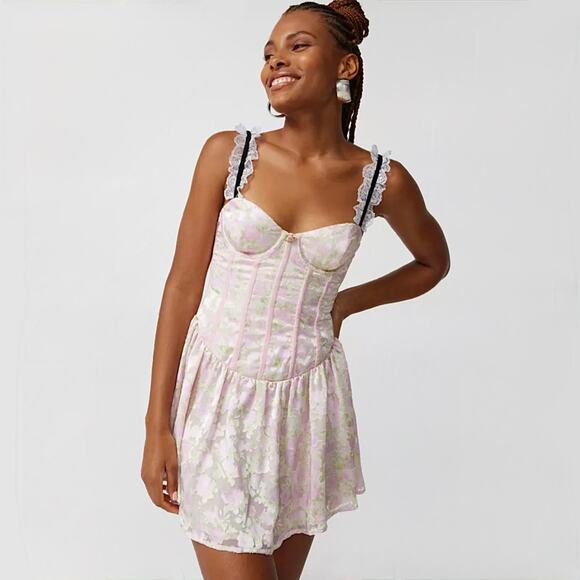 For Love And Lemons Dresses & Skirts - For Love & Lemons NWT Tatiana Pink Floral Mini Dress size Small